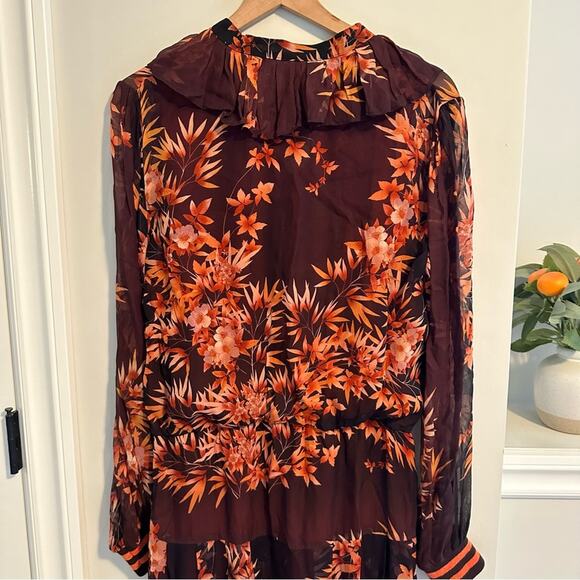 NWT warm NY Orange Floral Long Sleeve Maxi Dress 3 Large - Picture 6 of 14